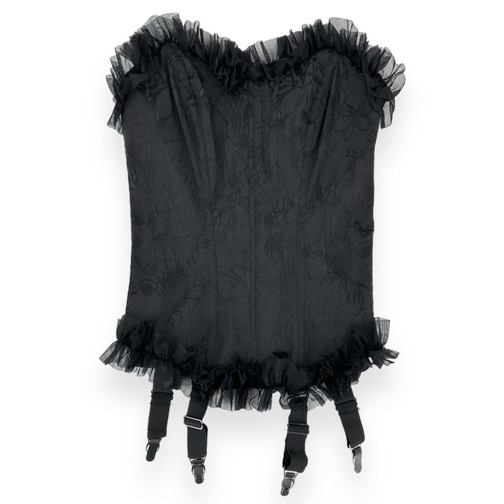 Vintage Tesa Black Floral Embroidered Corset Top sz 32